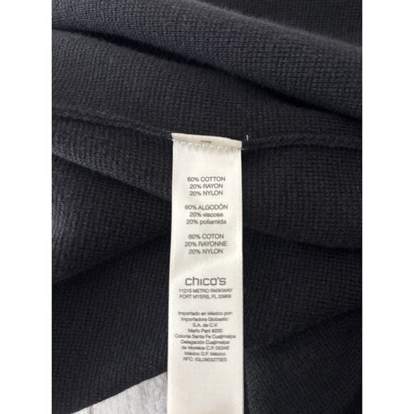 Chicos Leather Trim open front knit Soft Sweater Vest Black Large Long NEW - Picture 12 of 13